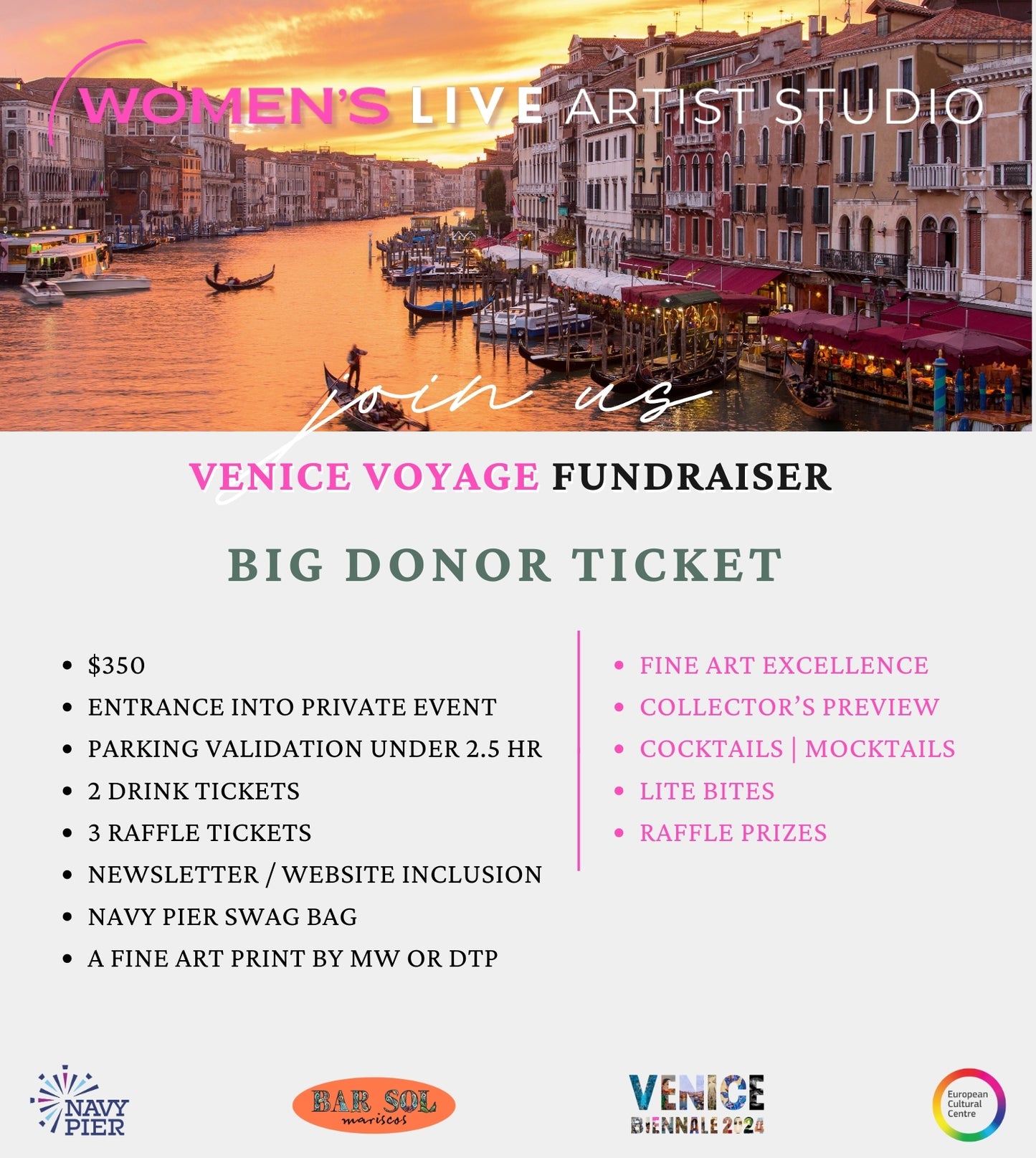 Venice Voyage Fundraiser (4 Ticket Options)
